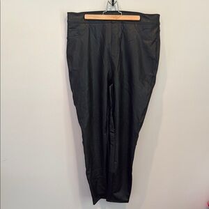 SPANX Black Pleather Dress Pants with Tapered Leg